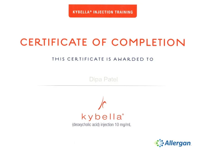 Certificate of Completion - Kybella Injection Training