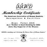 Membership Certificate, The American Association of Women Dentists (AAWD)