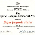 Award, Baltimore College of Dental Surgery Dental School, University of Maryland at Baltimore