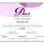 Duet Injector Training Program certificate of Recognition