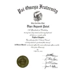 Psi Omega Dental Fraternity Certificate