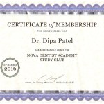 NOVA Dentist Academy Study Club Certificate