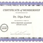 NOVA Dentist Academy Study Club Certificate