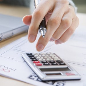 person using a calculator