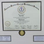 ABOMS certification to Dipa Patel meeting the standards and qualifications grandted the status of DIPLOMATE, American Board of Oral and Maxillofacial Surgery